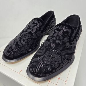 ❌️SOLD❌️ Alexander McQueen 9 42 Black Velvet Velour Slipons Loafers Dress Shoes